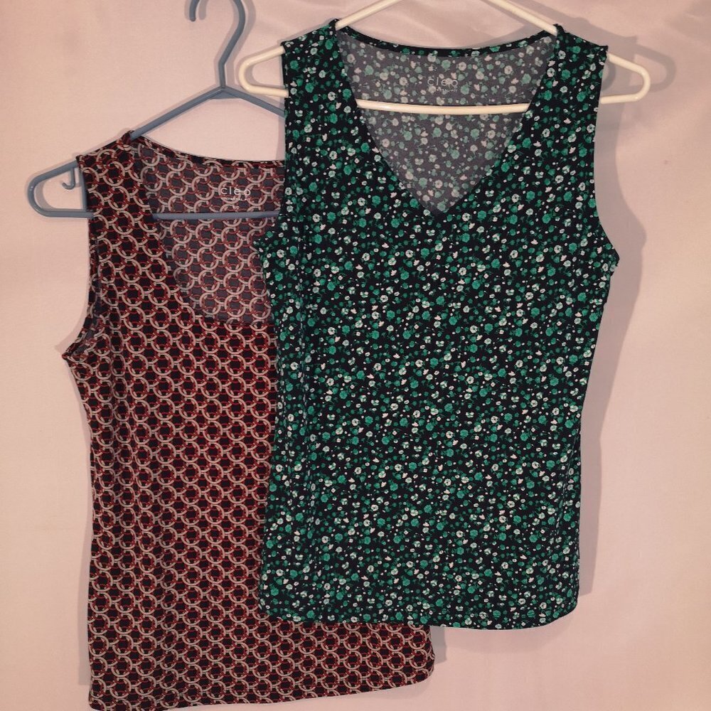 2 - Cleo Ladies Size Small Sleeveless Round Neck & V-neck Tank Tops